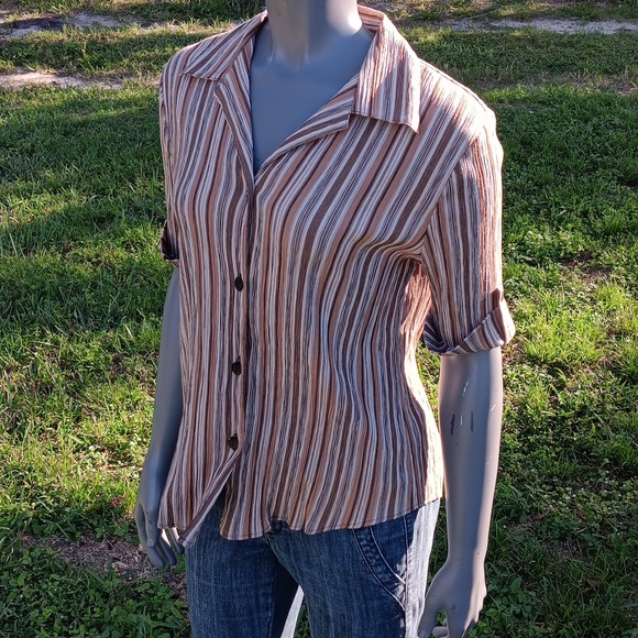 CB COLLECTIONS LADIES COTTON BLEND BUTTON DOWN SHIRT BLOUSE - Picture 9 of 17